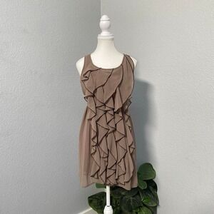 CATWALK STUDIO BROWN RUFFLE TIERED DRESS TIE BACK Y2K FAIRY GRUNGE DARK ROMANTIC